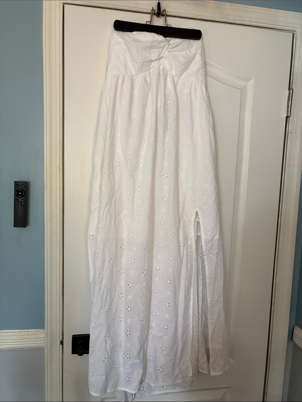 Hollister White Strapless Eyelet Dress with Side Slit